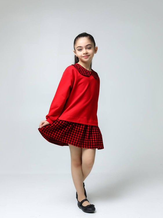 تونیک دخترانه مدل اسکاتیش 2 تا 9 سال لباس یلدایی