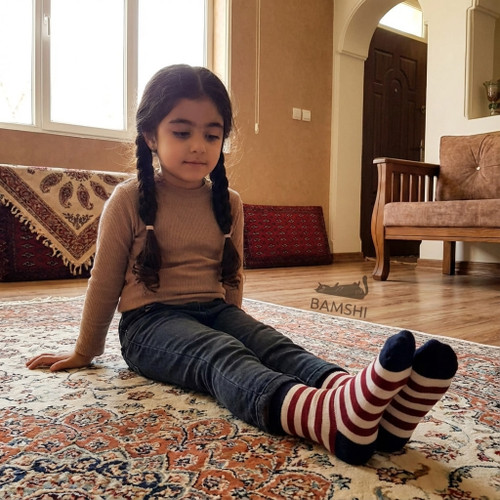 جوراب پنبه ساق دار رینگی بچه گانه مدل لارا 3 تا 10 سال