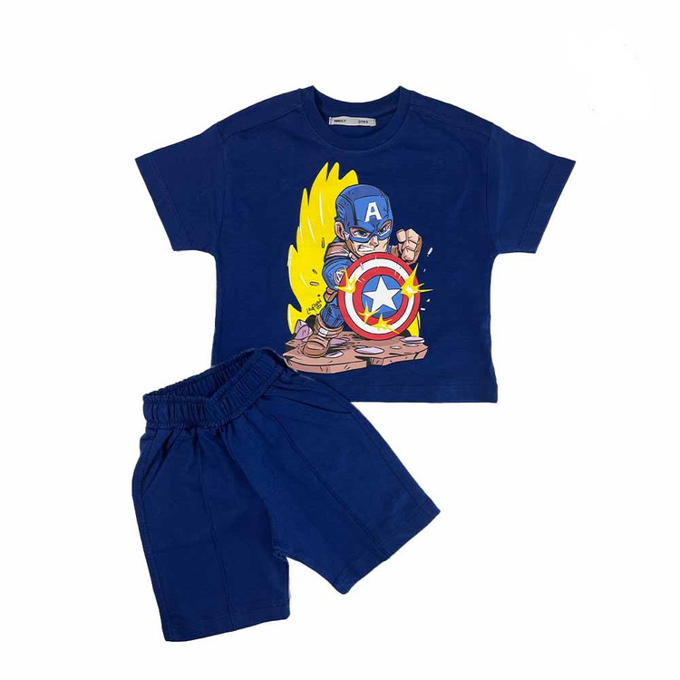 تیشرت شلوارک با طرح کاپیتان مارول 3 تا 6 سال