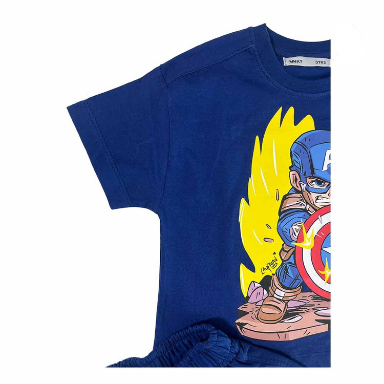 تیشرت شلوارک با طرح کاپیتان مارول 3 تا 6 سال