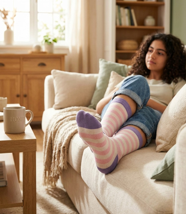 جوراب پنبه ساق دار رینگی بچه گانه مدل 3 تا 10 سال