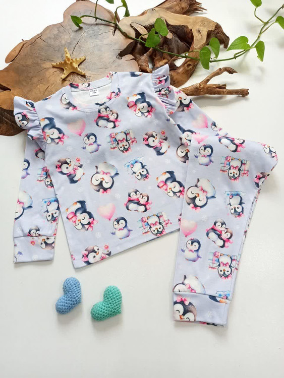 بلوز و شلوار راحتی سرشانه چین دار 1 تا 12 سال