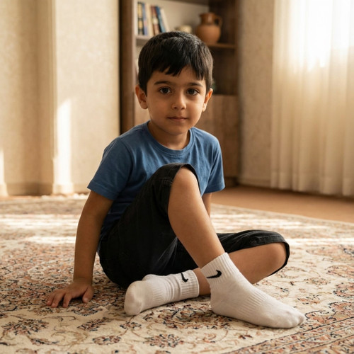 جوراب پنبه مچی بچه گانه مدل NIKE رنگ سفید 3 تا 10 سال