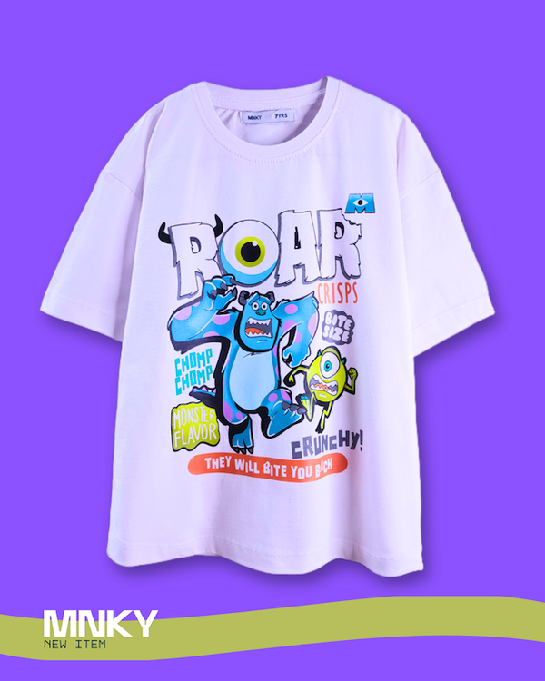 تیشرت سفید 7 تا 10 سال طرح کارخونه هیولا