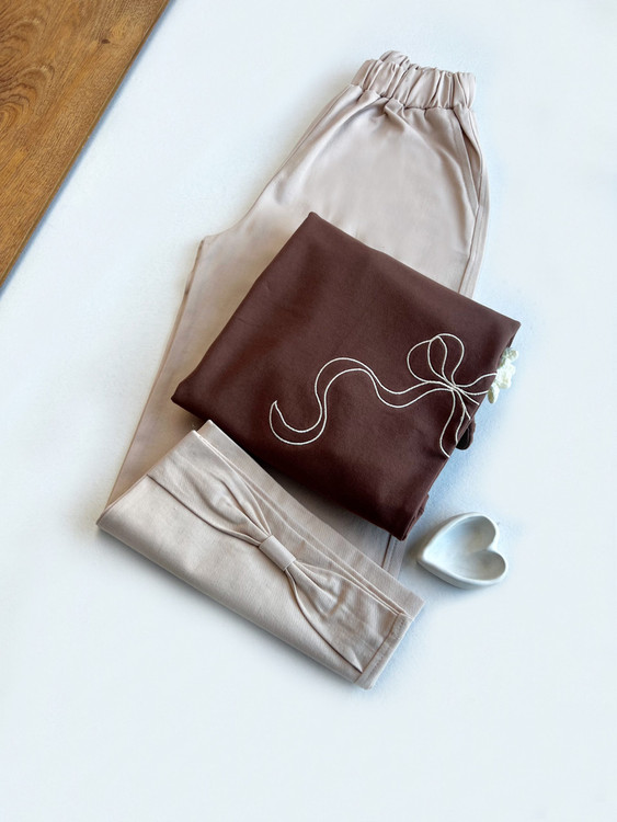 ست بلوز و شلوار پاپیون بافت از 7 سال تا 14 سال