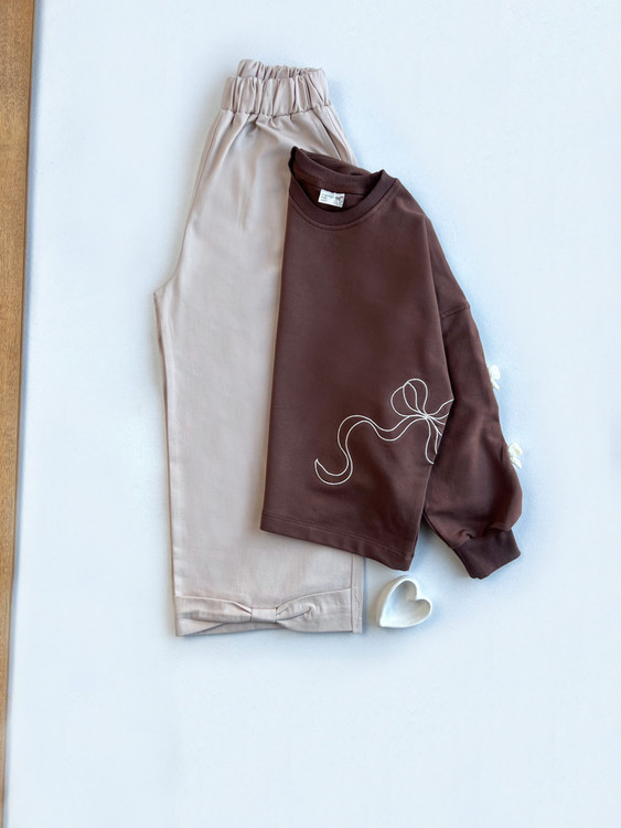 ست بلوز و شلوار پاپیون بافت از 7 سال تا 14 سال