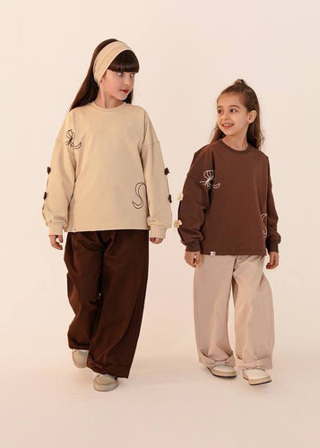 ست بلوز و شلوار پاپیون بافت از 7 سال تا 14 سال