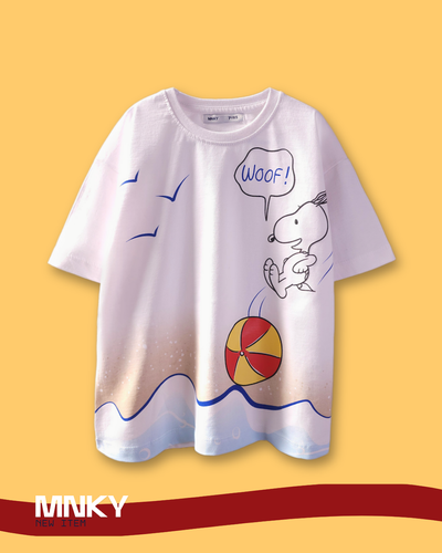 تیشرت سفید 7 تا 10 سال طرح طرح اسنوپی