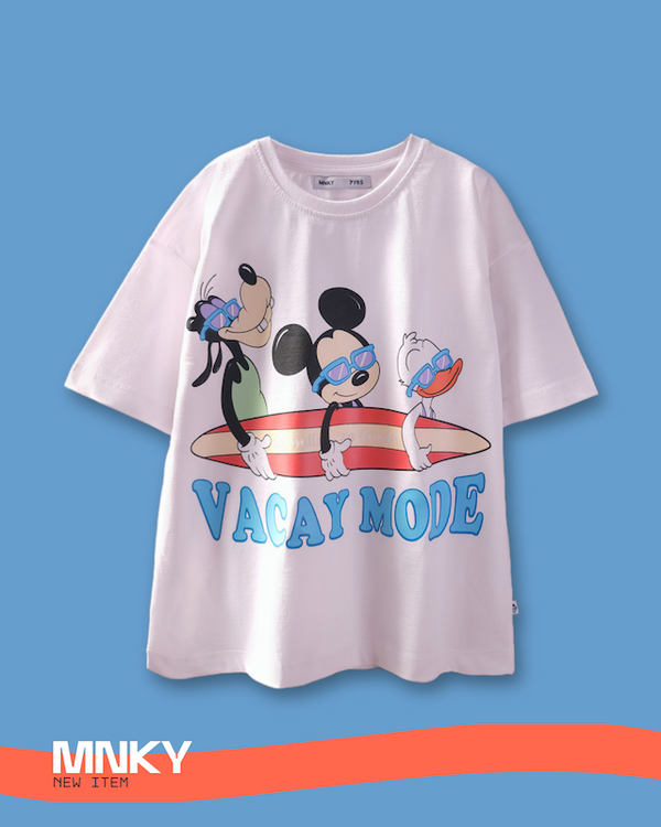 تیشرت سفید 7 تا 10 سال طرح طرح میکی و دوستان
