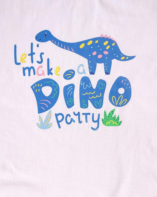 تیشرت سفید 7 تا 10 سال طرح داینو پارتی dino party