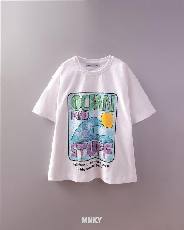 تیشرت سفید بچگانه 7 تا 10 سال طرح اقیانوس
