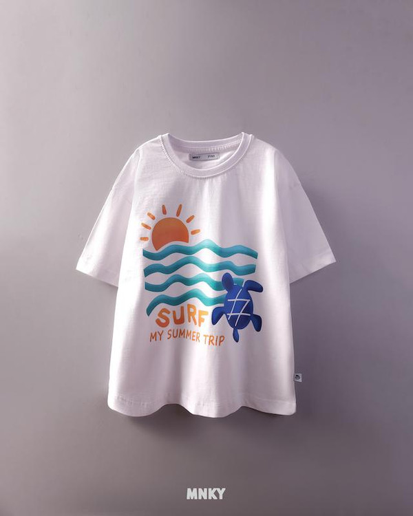 تیشرت سفید بچگانه 7 تا 10 سال طرح لاکپشت