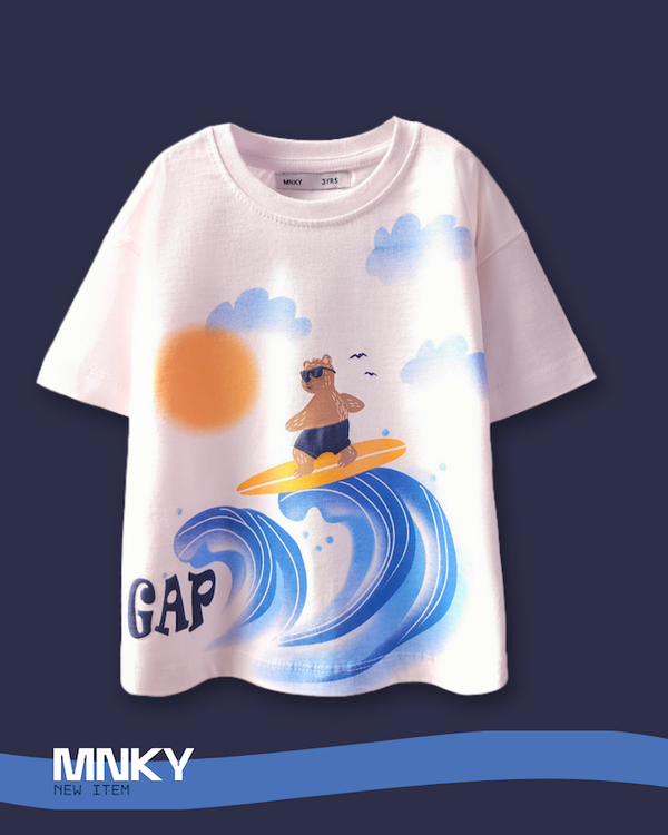 تیشرت سفید بچگانه 3 تا 6 سال طرح خرس گپ