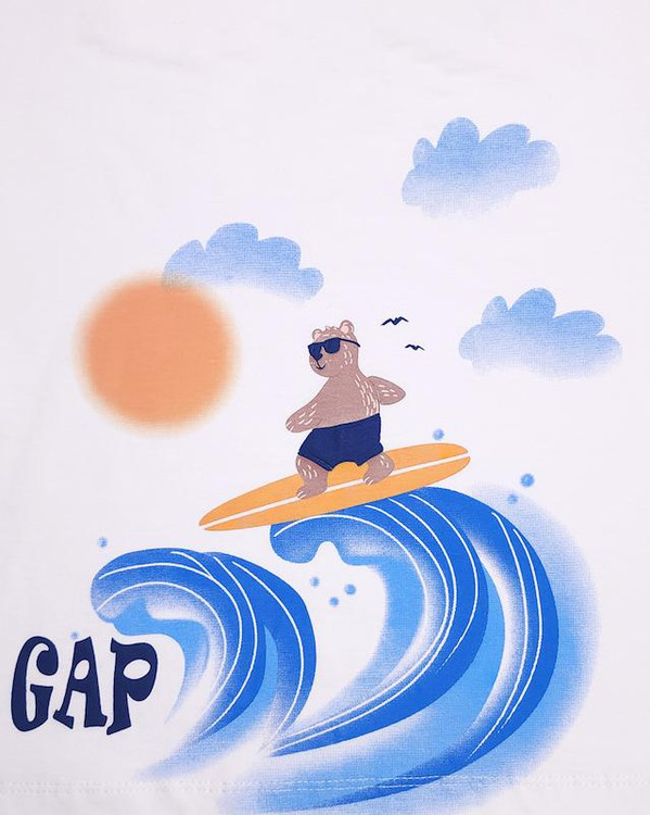 تیشرت سفید بچگانه 3 تا 6 سال طرح خرس گپ