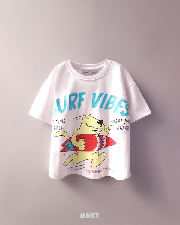 تیشرت سفید بچگانه 3 تا 6 سال طرح خرس و تخته شنا