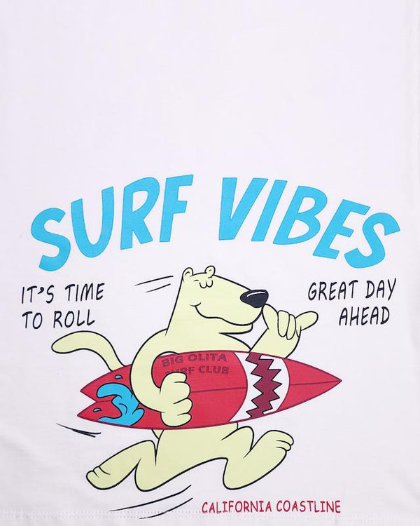 تیشرت سفید بچگانه 3 تا 6 سال طرح خرس و تخته شنا