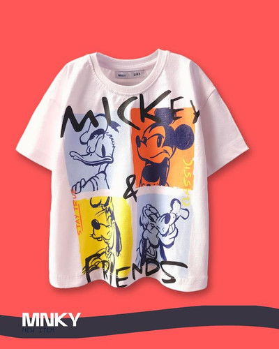 تیشرت سفید بچگانه 3 تا 6 سال طرح میکی