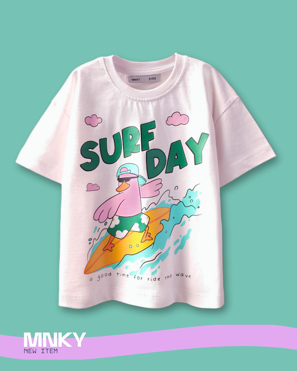 تیشرت سفید بچگانه 3 تا 6 سال طرح جوجه صورتی