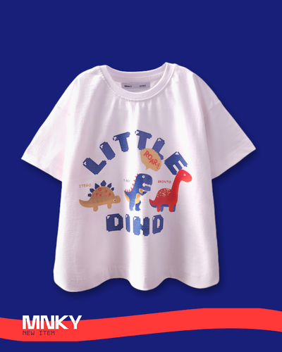 تیشرت سفید بچگانه 3 تا 6 سال طرح 3دایناسور