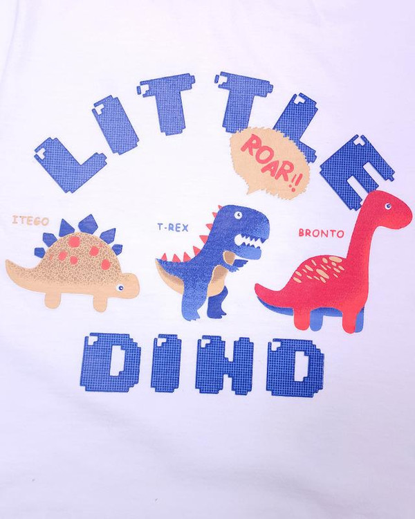 تیشرت سفید بچگانه 3 تا 6 سال طرح 3دایناسور