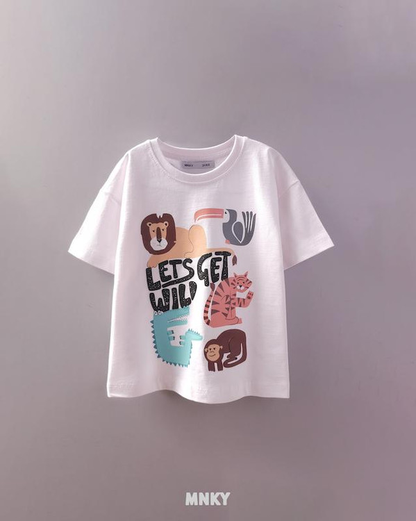 تیشرت سفید بچگانه 3 تا 6 سال طرح حیوانات جنگل