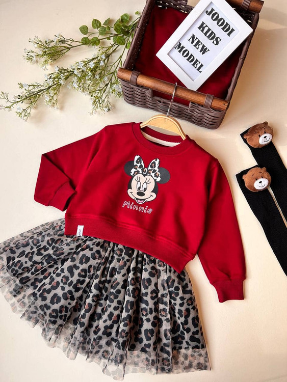ست دو تیکه کراپ و دامن میکی موس ۳ تا ۱۰ سال
