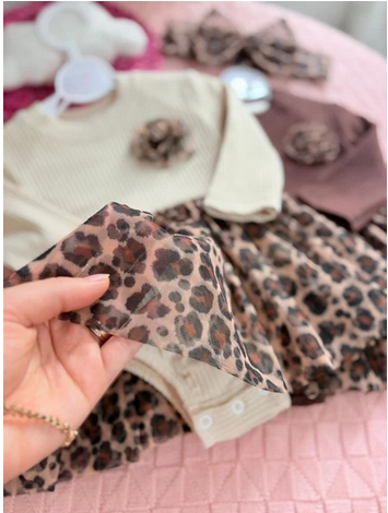 بادی پیراهن پلنگی نوزادی با هد تا ۳ سال