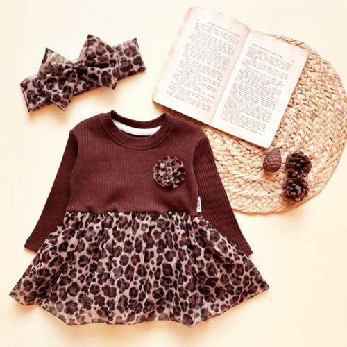 بادی پیراهن پلنگی نوزادی با هد تا ۳ سال