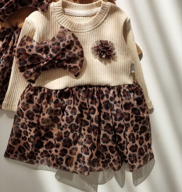 بادی پیراهن پلنگی نوزادی با هد تا ۳ سال