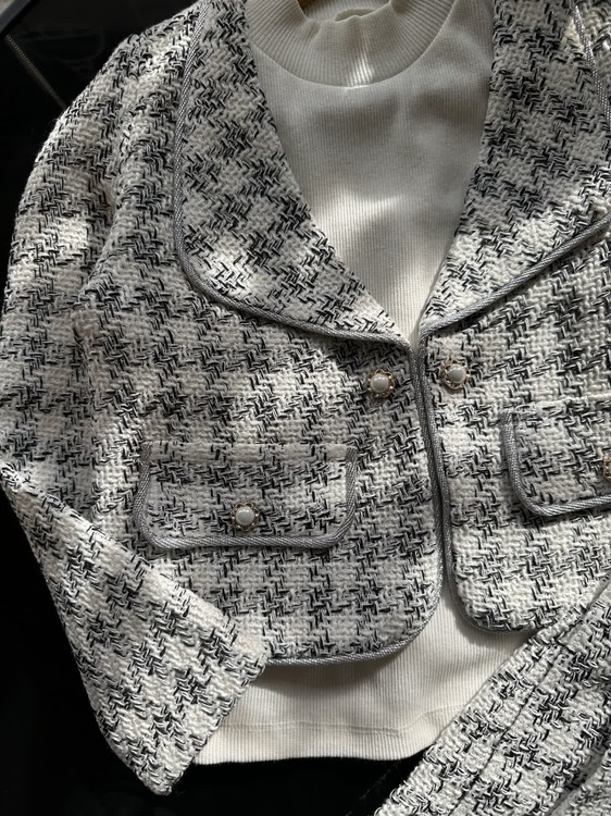 ست سه تیکه کت و دامن کتان کنفی دخترانه ۳ تا ۱۰ سال