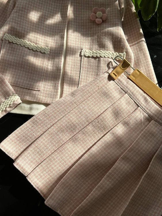 ست سه تیکه کت و دامن شنل دخترانه ۳ تا ۱۰ سال