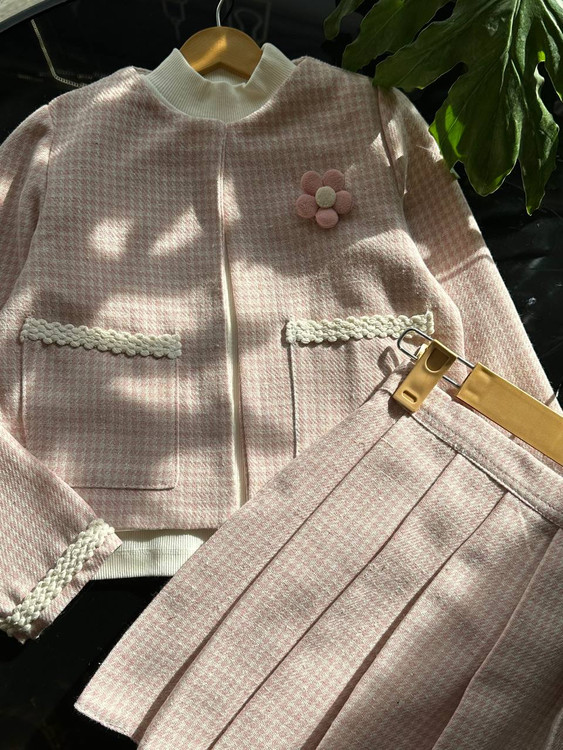 ست سه تیکه کت و دامن شنل دخترانه ۳ تا ۱۰ سال