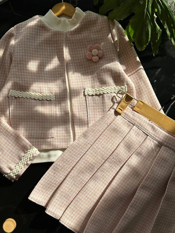 ست سه تیکه کت و دامن شنل دخترانه ۳ تا ۱۰ سال