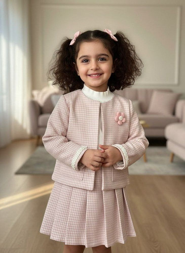 ست سه تیکه کت و دامن شنل دخترانه ۳ تا ۱۰ سال