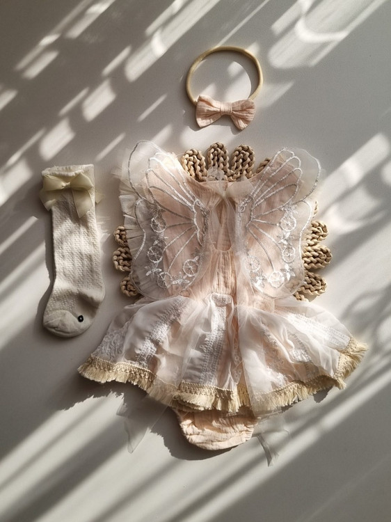 بادی پیراهن نوزادی 3 تا 18 ماه مدل پروانه