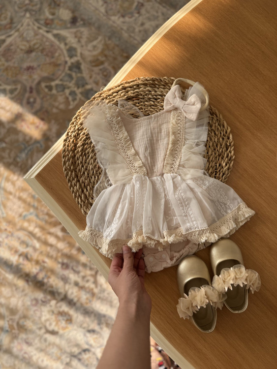 بادی پیراهن نوزادی 3 تا 18 ماه مدل پروانه