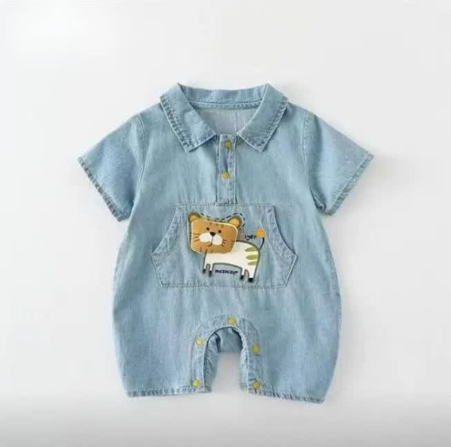 رامپر نوزادی جین کاغذی 6 تا 24 ماه