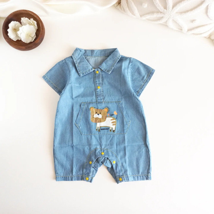 رامپر نوزادی جین کاغذی 6 تا 24 ماه