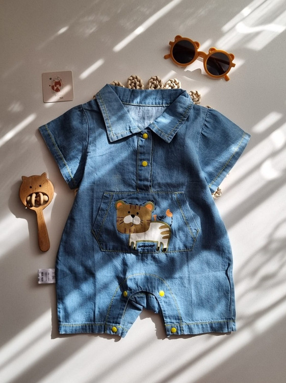 رامپر نوزادی جین کاغذی 6 تا 24 ماه