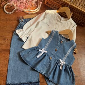 سه تیکه دخترانه جین 3 تا 8 سال