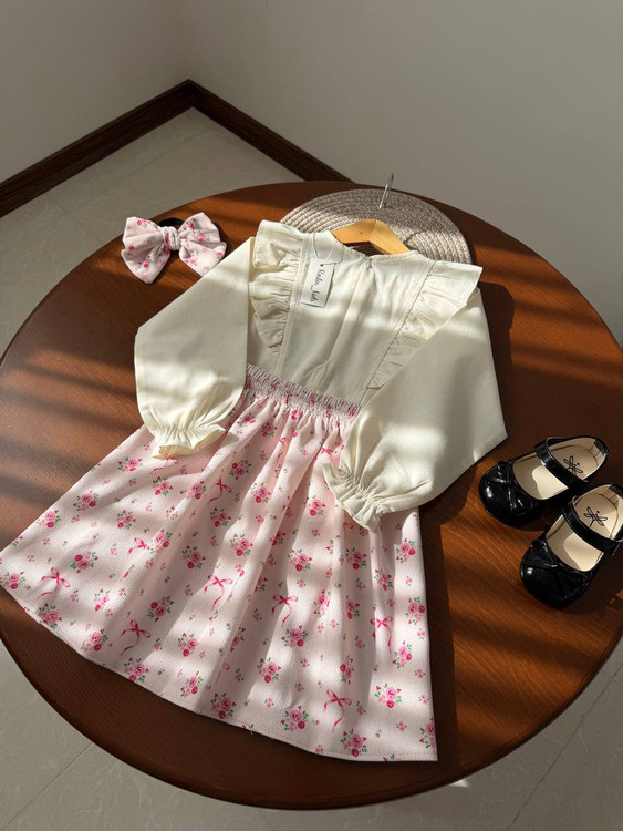 شومیز دامن دخترانه پاپیون 4 تا 11 سال