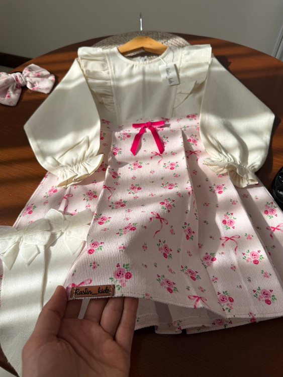 شومیز دامن دخترانه پاپیون 4 تا 11 سال