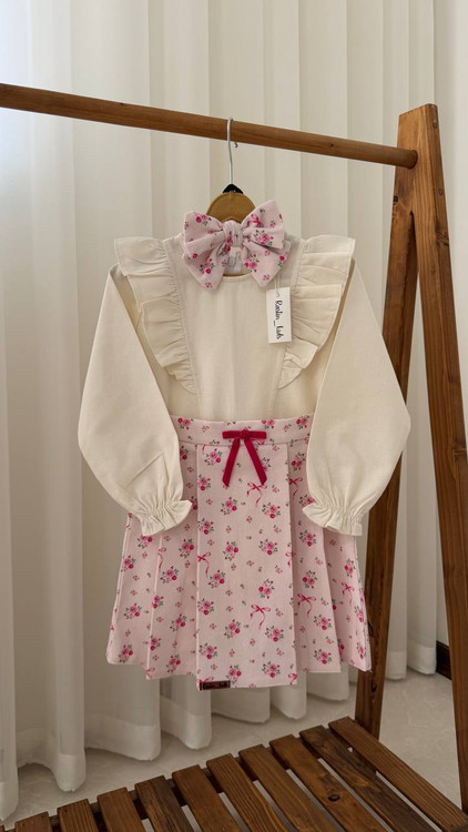 شومیز دامن دخترانه پاپیون 4 تا 11 سال