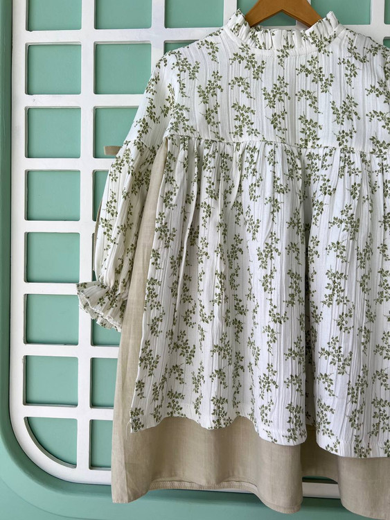 پیراهن لینن دخترانه ۴ تا ۱۰ سال