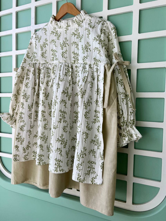 پیراهن لینن دخترانه ۴ تا ۱۰ سال