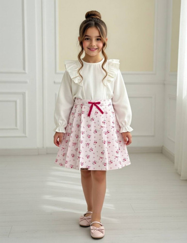 شومیز دامن دخترانه پاپیون 4 تا 11 سال