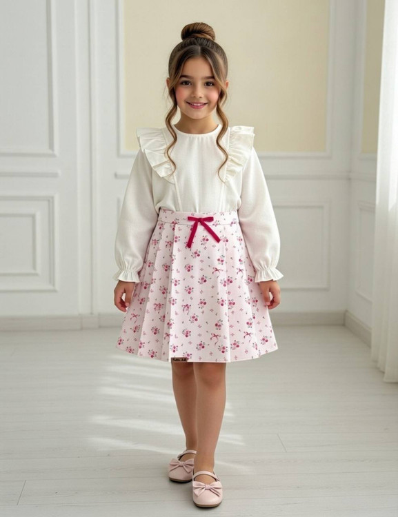 شومیز دامن دخترانه پاپیون 4 تا 11 سال