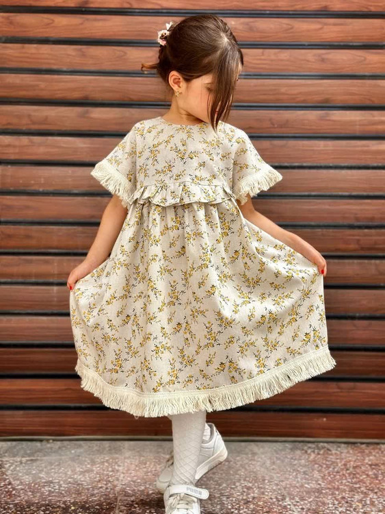 پیراهن دخترانه لینن | مناسب ۲ تا ۸ سال