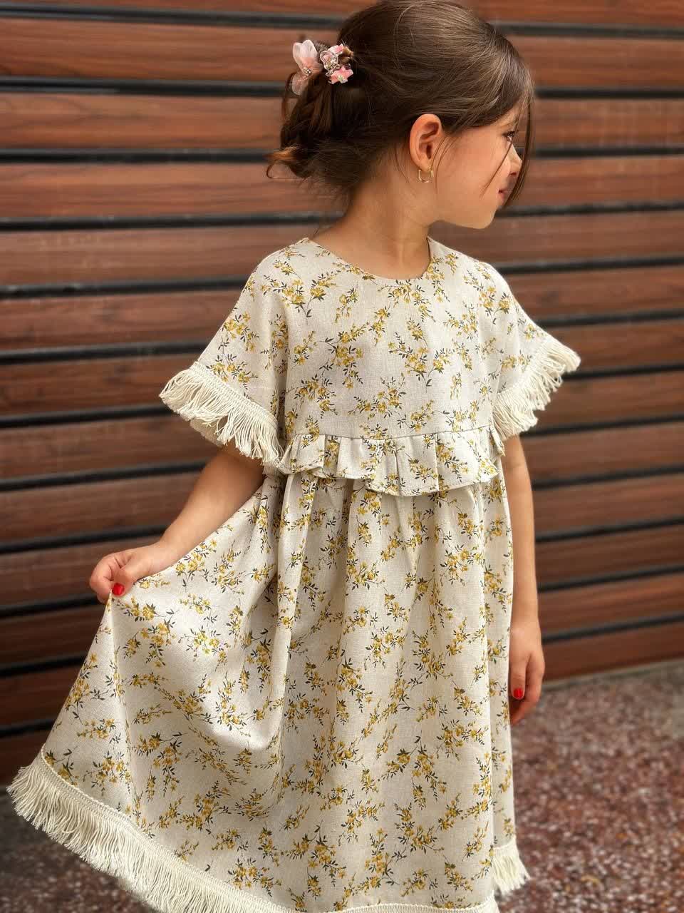 پیراهن بچه گانه دخترانه لینن 2 تا 8 سال