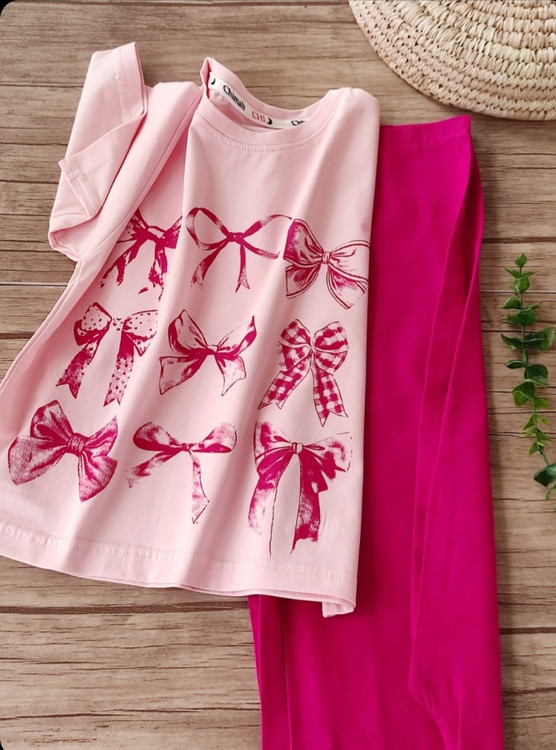 ست کراپ و شلوار بگ پاپیون از ۷ سال تا ۱۶ سال